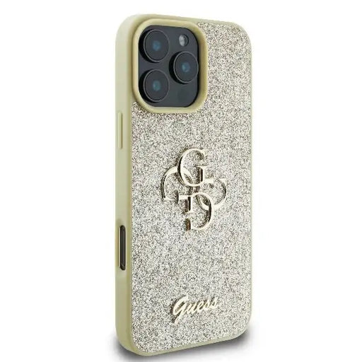 Guess Fixed Glitter Big 4G Case for iPhone 16 Pro - Gold - Cell phone cases and covers<<<HurtelXML