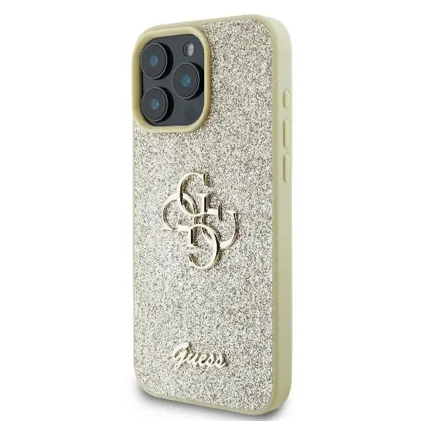 Guess Fixed Glitter Big 4G Case for iPhone 16 Pro - Gold - Cell phone cases and covers<<<HurtelXML