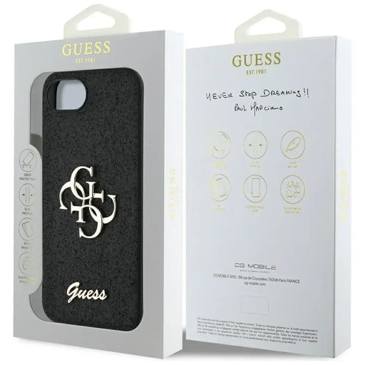 Guess Fixed Glitter Big 4G case for iPhone 16e - black - Cell phone cases and covers<<<HurtelXML
