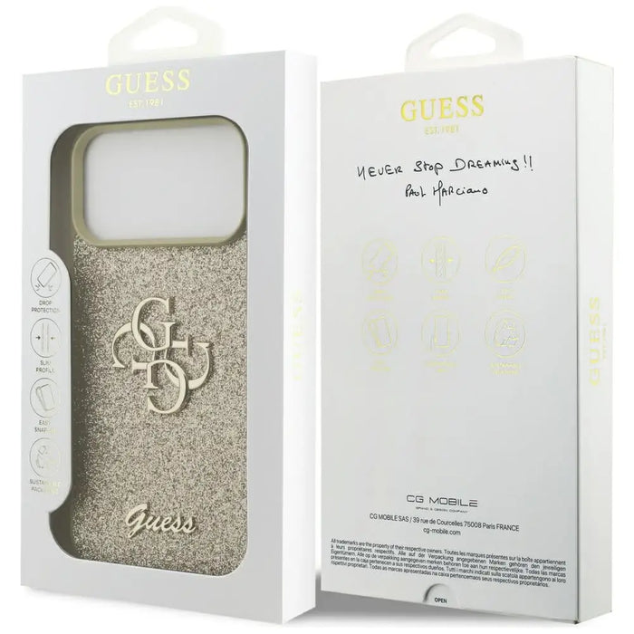 Guess Fixed Glitter Big 4G case for iPhone 17 Pro Max - gold - Cell phone cases and covers<<<HurtelXML
