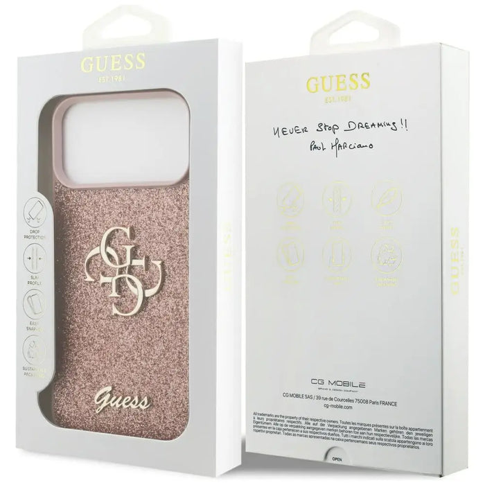 Guess Fixed Glitter Big 4G Case for iPhone 17 Pro Max - Pink - Cell phone cases and covers<<<HurtelXML