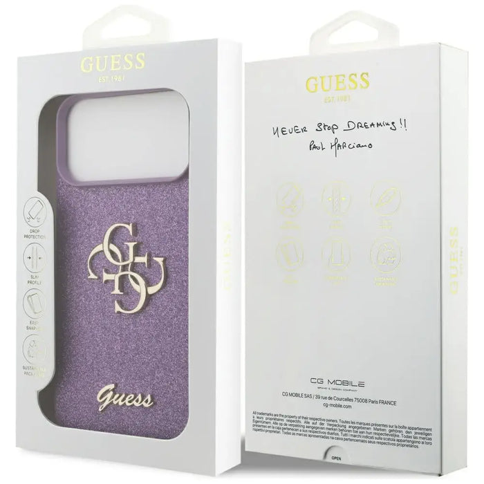 Guess Fixed Glitter Big 4G case for iPhone 17 Pro Max - purple - Cell phone cases and covers<<<HurtelXML