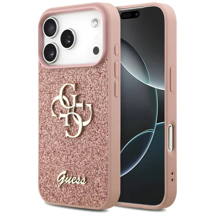 Guess Fixed Glitter Big 4G Case for iPhone 17 Pro - Pink - Cell phone cases and covers<<<HurtelXML
