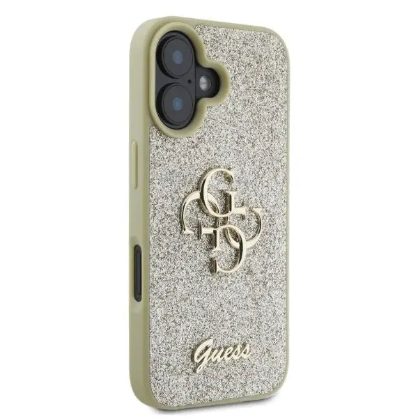 Guess Fixed Glitter Big 4G iPhone 16 Case - Gold - Cell phone cases and covers<<<HurtelXML