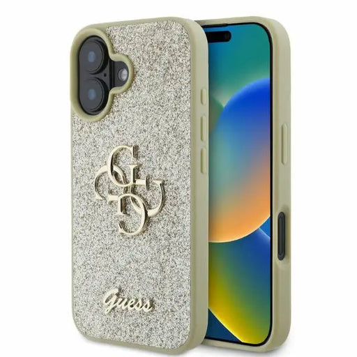 Guess Fixed Glitter Big 4G iPhone 16 Case - Gold - Cell phone cases and covers<<<HurtelXML
