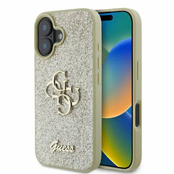 Guess Fixed Glitter Big 4G iPhone 16 Case - Gold - Cell phone cases and covers<<<HurtelXML