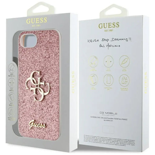 Guess Fixed Glitter Big 4G iPhone 16e Case - Pink - Cell phone cases and covers<<<HurtelXML