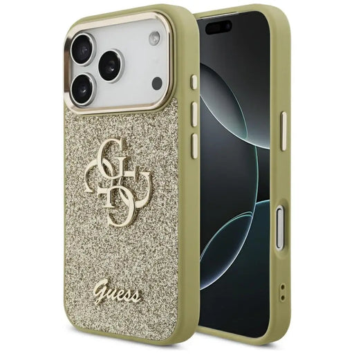 Guess Fixed Glitter Big 4G Metal Frame case for iPhone 17 Pro - gold - Cell phone cases and covers<<<HurtelXML