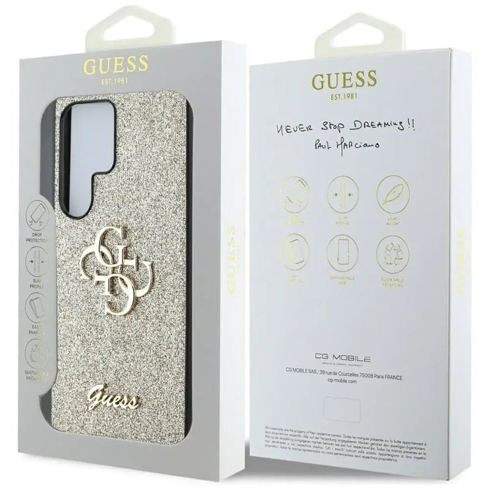 Guess Fixed Glitter Big 4G Metal Logo case for Samsung Galaxy S25 Ultra gold - Cell phone cases and covers<<<HurtelXML