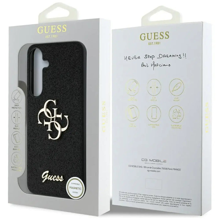 Guess Fixed Glitter Big 4G Metal Logo case for Samsung Galaxy S25 Plus black - Cell phone cases and covers<<<HurtelXML