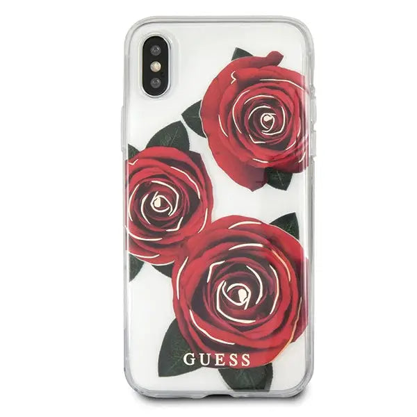 Guess Flower Desire Red Rose iPhone X Case - Transparent - Cell phone cases and covers<<<HurtelXML
