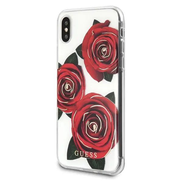 Guess Flower Desire Red Rose iPhone X Case - Transparent - Cell phone cases and covers<<<HurtelXML