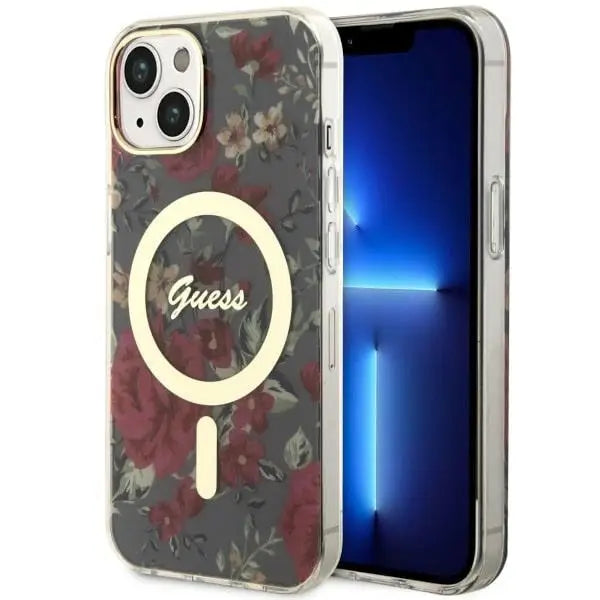 Guess Flower MagSafe case for iPhone 14 - green - Cell phone cases and covers<<<HurtelXML