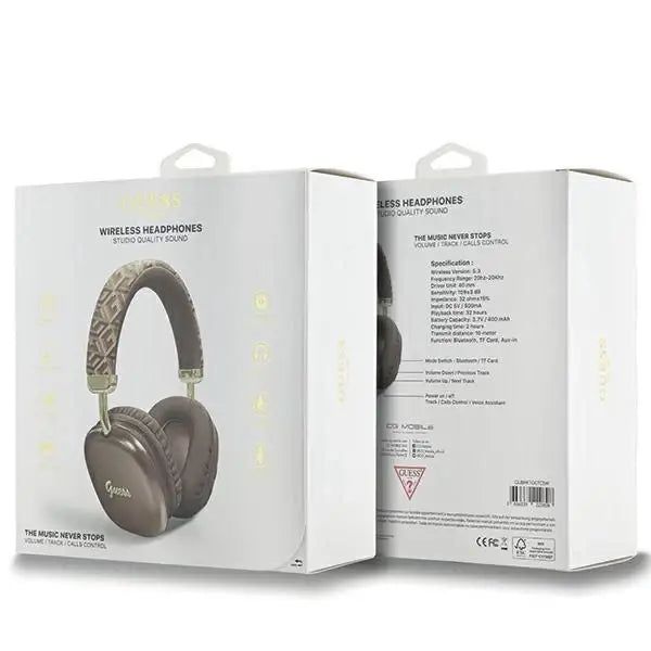 Guess GCube Metallic Script Logo Bluetooth on-ear headphones - brown - Cell phone cases and covers<<<HurtelXML