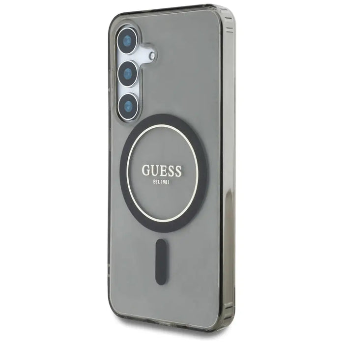 Guess Glitter Circle Classic Logo MagSafe case for Samsung Galaxy S25 black - Cell phone cases and covers<<<HurtelXML