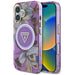 Guess Glitter Flowers Triangle Buttons MagSafe Case for iPhone 16 Purple - Cell phone cases and covers<<<HurtelXML