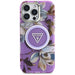 Guess Glitter Flowers Triangle Buttons MagSafe Case for iPhone 16 Pro Max Purple - Cell phone cases