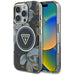 Guess Glitter Flowers Triangle Buttons MagSafe case for iPhone 16 Pro Max black - Cell phone cases