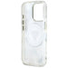Guess Glitter Flowers Triangle Buttons MagSafe Case for iPhone 16 Pro Max White - Cell phone cases