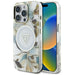 Guess Glitter Flowers Triangle Buttons MagSafe Case for iPhone 16 Pro Max White - Cell phone cases