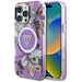 Guess Glitter Flowers Triangle Buttons MagSafe Case for iPhone 16 Pro Max Purple - Cell phone cases