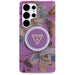 Guess Glitter Flowers Triangle Buttons MagSafe case for Samsung Galaxy S25 Ultra - purple - Cell phone cases