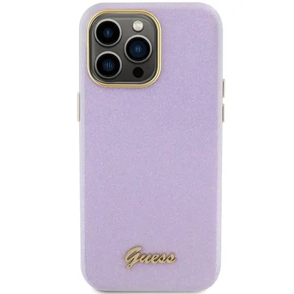 Guess Glitter Glossy Script case for iPhone 15 Pro Max - lilac - Cell phone cases and covers<<<HurtelXML