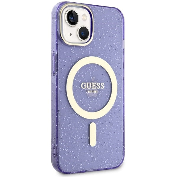 Guess Glitter Gold MagSafe case for iPhone 14 - purple - Cell phone cases and covers<<<HurtelXML