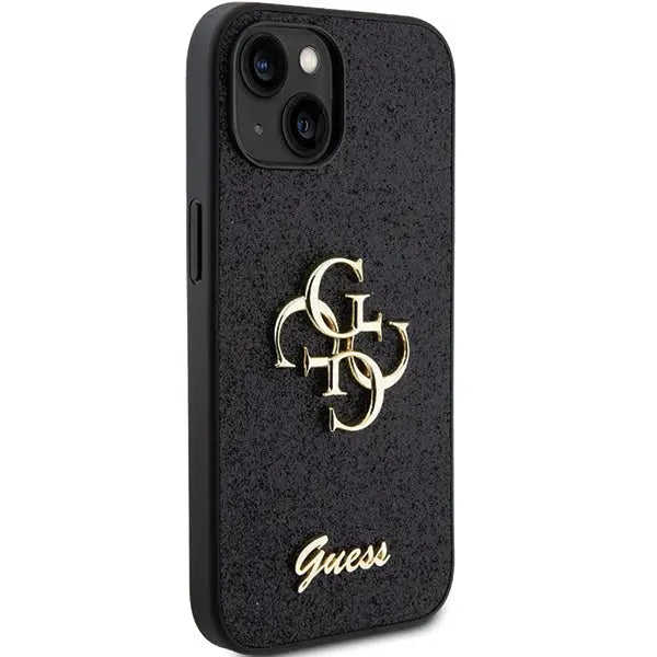 Guess Glitter Script Big 4G case for iPhone 15 - black - Cell phone cases and covers<<<HurtelXML