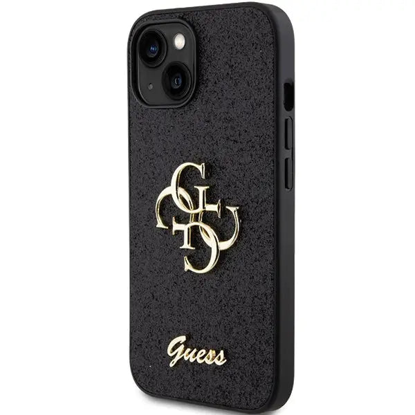 Guess Glitter Script Big 4G case for iPhone 15 - black - Cell phone cases and covers<<<HurtelXML