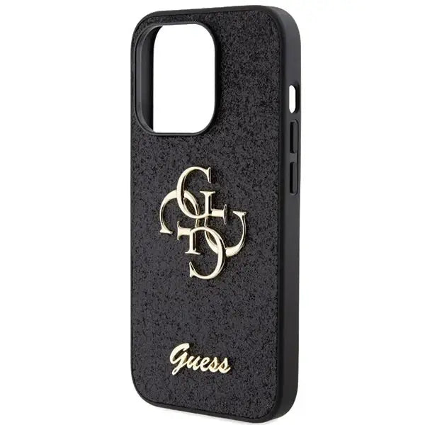 Guess Glitter Script Big 4G case for iPhone 15 Pro - black - Cell phone cases and covers<<<HurtelXML