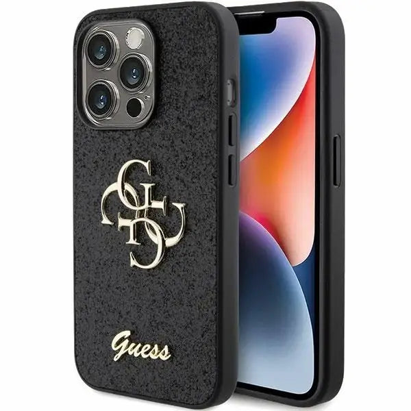 Guess Glitter Script Big 4G case for iPhone 15 Pro Max - black - Cell phone cases and covers<<<HurtelXML