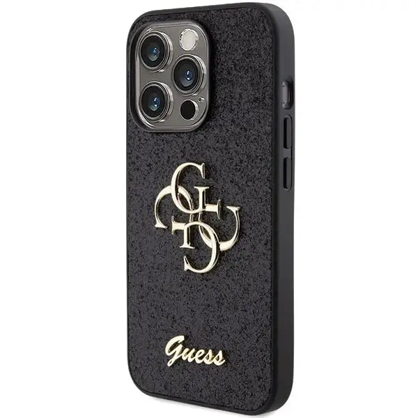 Guess Glitter Script Big 4G case for iPhone 15 Pro Max - black - Cell phone cases and covers<<<HurtelXML
