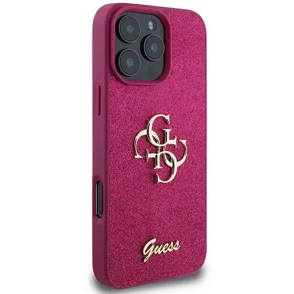 Guess Glitter Script Big 4G iPhone 16 Pro Case - Purple - Cell phone cases and covers<<<HurtelXML
