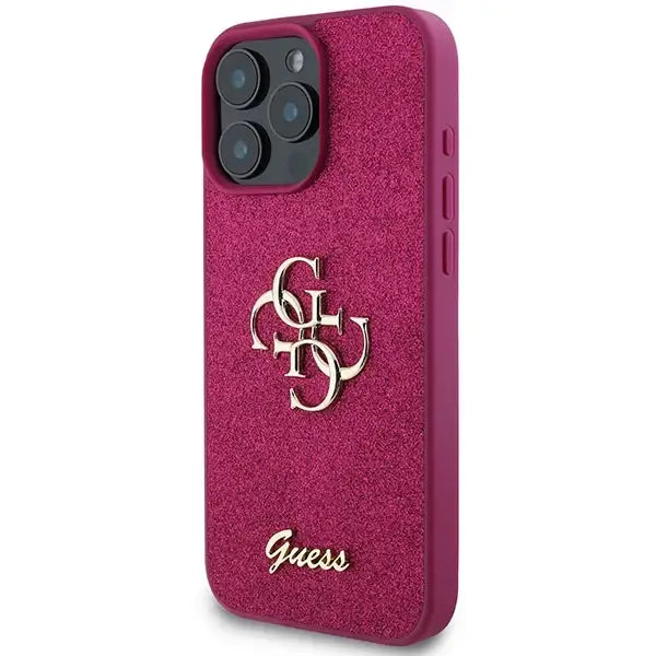 Guess Glitter Script Big 4G iPhone 16 Pro Case - Purple - Cell phone cases and covers<<<HurtelXML