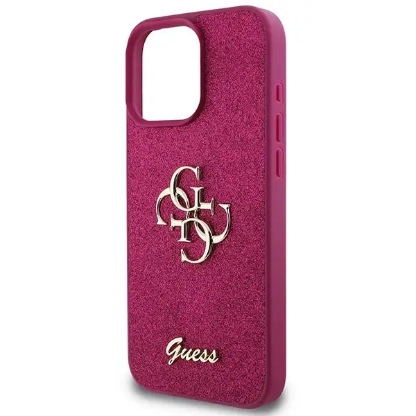 Guess Glitter Script Big 4G iPhone 16 Pro Case - Purple - Cell phone cases and covers<<<HurtelXML