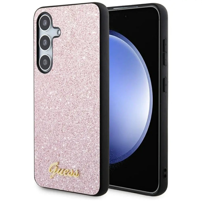 Guess Glitter Script case for Samsung Galaxy S24 - pink - Cell phone cases and covers<<<HurtelXML