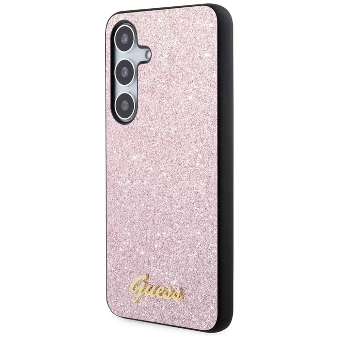 Guess Glitter Script case for Samsung Galaxy S24 - pink - Cell phone cases and covers<<<HurtelXML