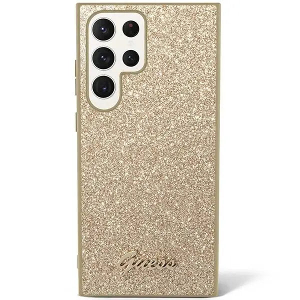 Guess Glitter Script case for Samsung Galaxy S24 Ultra - gold - Cell phone cases and covers<<<HurtelXML