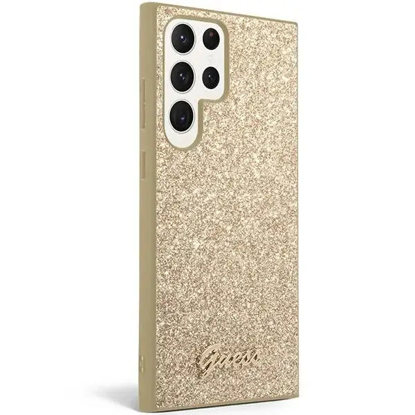 Guess Glitter Script case for Samsung Galaxy S24 Ultra - gold - Cell phone cases and covers<<<HurtelXML
