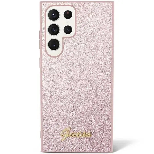 Guess Glitter Script case for Samsung Galaxy S24 Ultra - pink - Cell phone cases and covers<<<HurtelXML