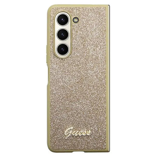 Guess Glitter Script case for Samsung Galaxy Z Fold 5 - gold - Cell phone cases and covers<<<HurtelXML