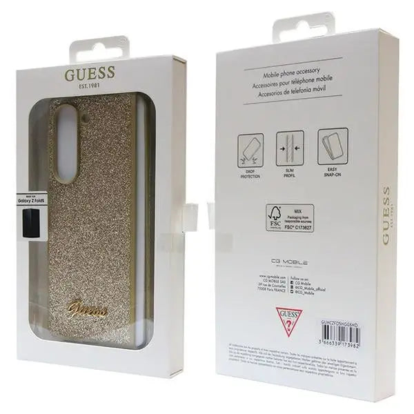 Guess Glitter Script case for Samsung Galaxy Z Fold 5 - gold - Cell phone cases and covers<<<HurtelXML