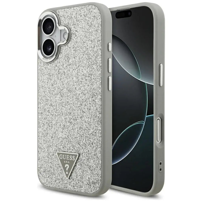 Guess Glitter Triangle Logo MagSafe case for iPhone 17 - silver - Cell phone cases and covers<<<HurtelXML