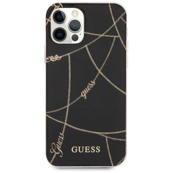 Guess Gold Chain Collection iPhone 12 Pro Max 6.7’’ Case - Black - Cell phone cases and covers<<<HurtelXML