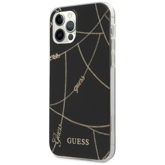 Guess Gold Chain Collection iPhone 12 Pro Max 6.7’’ Case - Black - Cell phone cases and covers<<<HurtelXML