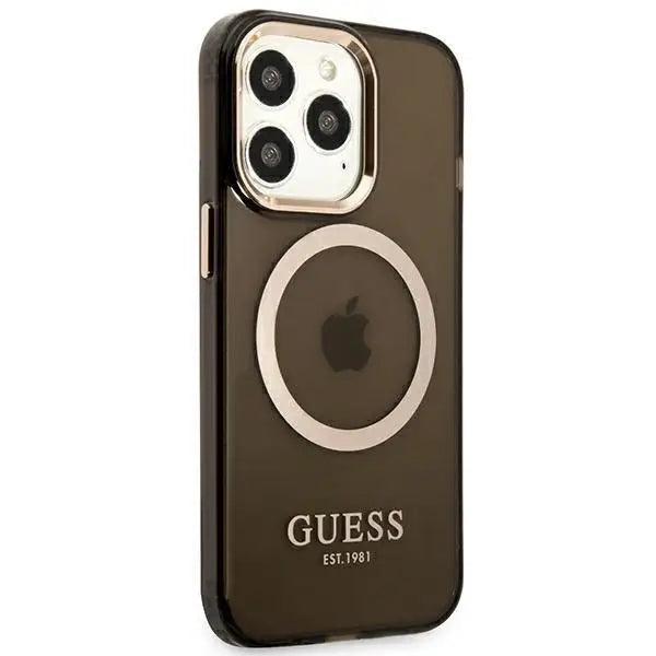 Guess Gold Outline Translucent MagSafe Case for iPhone 13 Pro / iPhone 13 - Black - Cell phone cases