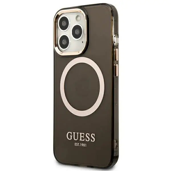 Guess Gold Outline Translucent MagSafe case for iPhone 13 Pro Max - black - Cell phone cases and covers<<<HurtelXML