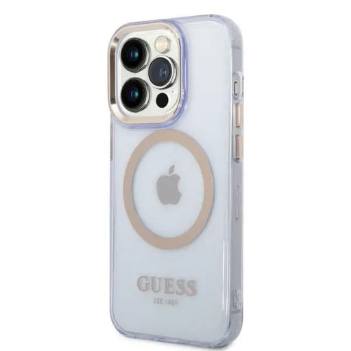 Guess Gold Outline Translucent MagSafe Case for iPhone 14 Pro Max 6.7’’ - Purple - Cell phone cases
