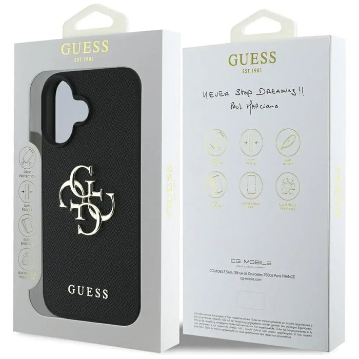 Guess Grained Big 4G Logo Small Classic Logo case for iPhone 16 - black - Cell phone cases and covers<<<HurtelXML